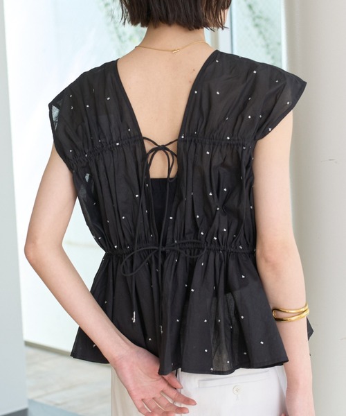Rouge  vifダブルクロスペプラムブラウス セール ドットペプラムブラウス （シャツ・ブラウス）｜Rouge vif la