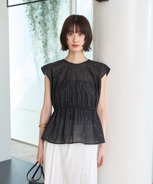 Rouge vif Anna(ルージュヴィフアンナ)の「シルバードット刺繍ペプラムブラウス(シャツ/ブラウス・レディース・ブラック/モカ・フリー)」の12枚目の写真