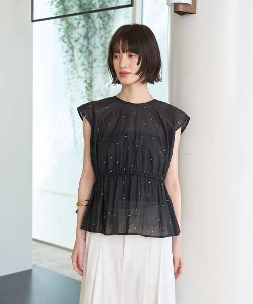 Rouge vif Anna(ルージュヴィフアンナ)の「シルバードット刺繍ペプラムブラウス(シャツ/ブラウス・レディース・ブラック/モカ・フリー)」の16枚目の写真