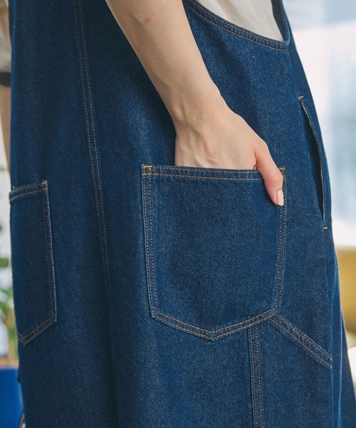 MONO-MART LADY'S（モノマートレディース）の「フロントジップ デニムジャンパースカート（ジャンパースカート・レディース・ネイビー/ブルー・FREE）」の14枚目の写真