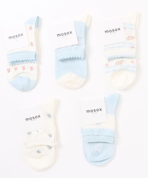セール】【MOSOX】ガーリーデザインレーヨン混ソックス 5足