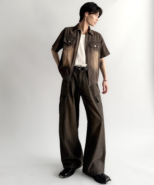 Classical Origin（クラシカルオリジン）の「《Haruto×クラシカルエルフオリジン》ヴィンテージウォッシュダブルジップショートデニムシャツ/Vintage－Wash Double Zip Short Denim Shirt（シャツ/ブラウス・メンズ・ブラック/ブルー・SMALL/MEDIUM/LARGE）」の21枚目の写真