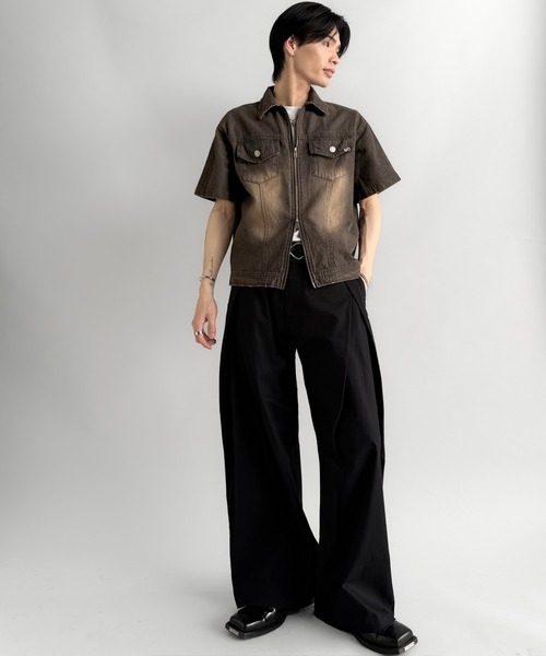 Classical Origin（クラシカルオリジン）の「《Haruto×クラシカルエルフオリジン》ヴィンテージウォッシュダブルジップショートデニムシャツ/Vintage－Wash Double Zip Short Denim Shirt（シャツ/ブラウス・メンズ・ブラック/ブルー・SMALL/MEDIUM/LARGE）」の22枚目の写真