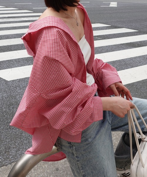 CORNERS(コーナーズ)の「ギンガムチェックシャツ(シャツ/ブラウス・レディース・ブルー/レッド・M)」の10枚目の写真