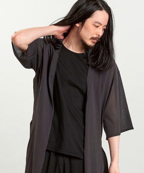 NO ID.(ノーアイディ)の「【NO ID.】Back Tuck Changing Knit Gown / バック タック チェンジング ニット ガウン(カーディガン/ボレロ・メンズ・ブラック/グレー・ONE SIZE)」の1枚目の写真