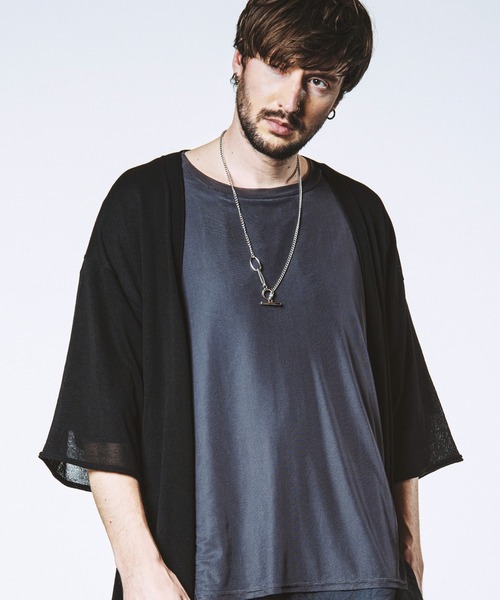 NO ID.(ノーアイディ)の「【NO ID.】Back Tuck Changing Knit Gown / バック タック チェンジング ニット ガウン(カーディガン/ボレロ・メンズ・ブラック/グレー・ONE SIZE)」の2枚目の写真
