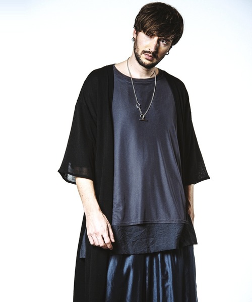NO ID.(ノーアイディ)の「【NO ID.】Back Tuck Changing Knit Gown / バック タック チェンジング ニット ガウン(カーディガン/ボレロ・メンズ・ブラック/グレー・ONE SIZE)」の3枚目の写真