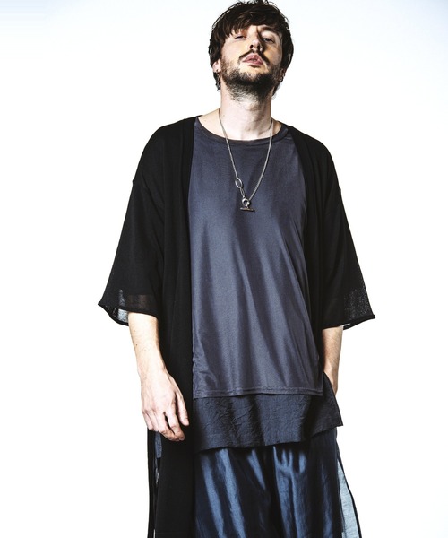 NO ID.(ノーアイディ)の「【NO ID.】Back Tuck Changing Knit Gown / バック タック チェンジング ニット ガウン(カーディガン/ボレロ・メンズ・ブラック/グレー・ONE SIZE)」の4枚目の写真