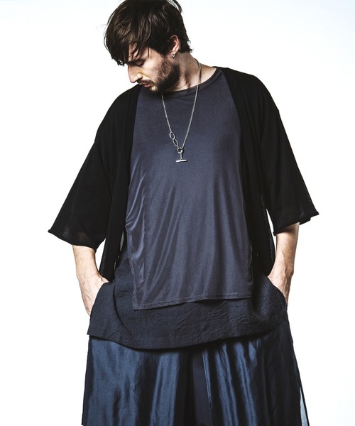 NO ID.(ノーアイディ)の「【NO ID.】Back Tuck Changing Knit Gown / バック タック チェンジング ニット ガウン(カーディガン/ボレロ・メンズ・ブラック/グレー・ONE SIZE)」の5枚目の写真