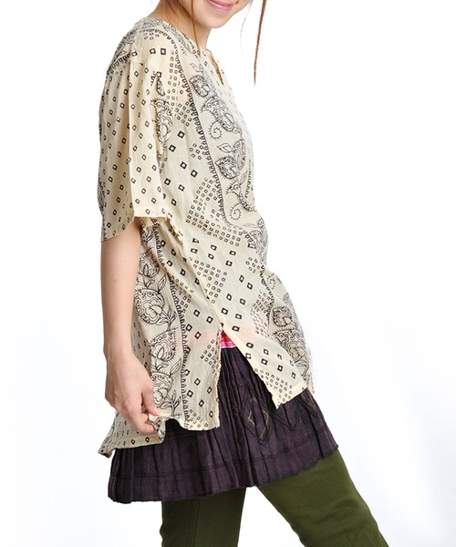 MARAI(マーライ)の「キーネックプルオーバー 半袖 Tシャツ ゆったり オーバーサイズ(Tシャツ/カットソー・レディース・A/B/C/D/F/G/I/H・FREE)」の9枚目の写真