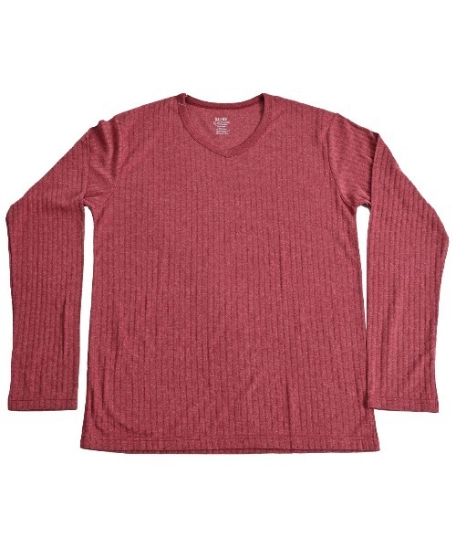 MARAI(マーライ)の「Vネック 長袖 カットソー Tシャツ 無地 ロングスリーブ(Tシャツ/カットソー・レディース・ワイン/ブラウン系/ネイビー系/チャコール/ブルー/グリーン/ホワイト/グレー/レッド/ネイビー/アクア/ピンク/ブラック・MEDIUM/X-LARGE/LARGE)」の13枚目の写真