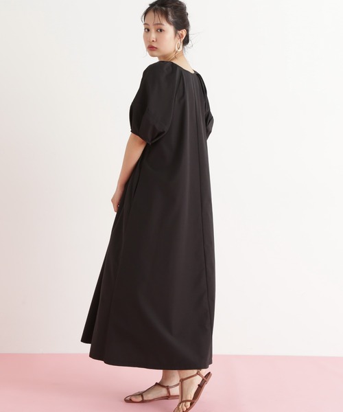 N.(N. Natural Beauty Basic)(エヌエヌナチュラルビューティーベーシック)の「タックスリーブワンピース(ワンピース・レディース・ブラック/オレンジ・MEDIUM)」の5枚目の写真