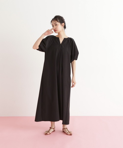 N.(N. Natural Beauty Basic)(エヌエヌナチュラルビューティーベーシック)の「タックスリーブワンピース(ワンピース・レディース・ブラック/オレンジ・MEDIUM)」の6枚目の写真