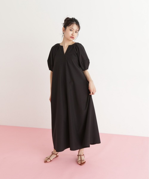 N.(N. Natural Beauty Basic)(エヌエヌナチュラルビューティーベーシック)の「タックスリーブワンピース(ワンピース・レディース・ブラック/オレンジ・MEDIUM)」の8枚目の写真