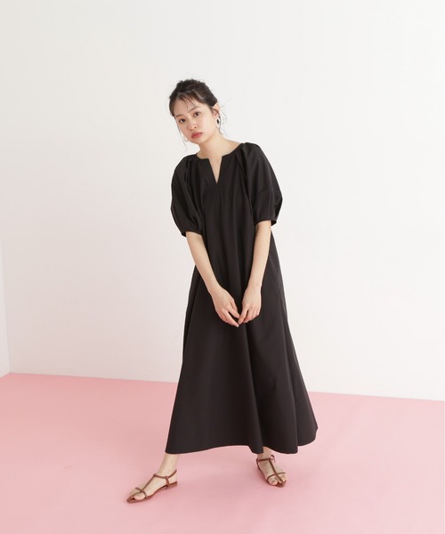 N.(N. Natural Beauty Basic)(エヌエヌナチュラルビューティーベーシック)の「タックスリーブワンピース(ワンピース・レディース・ブラック/オレンジ・MEDIUM)」の9枚目の写真