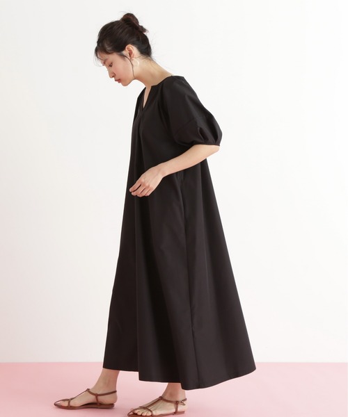 N.(N. Natural Beauty Basic)(エヌエヌナチュラルビューティーベーシック)の「タックスリーブワンピース(ワンピース・レディース・ブラック/オレンジ・MEDIUM)」の10枚目の写真