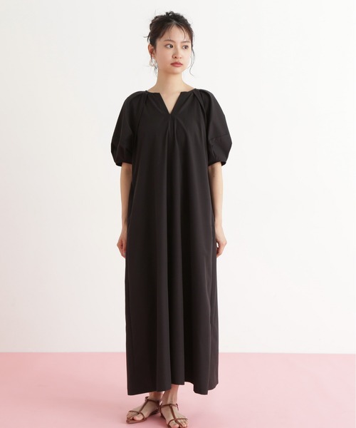 N.(N. Natural Beauty Basic)(エヌエヌナチュラルビューティーベーシック)の「タックスリーブワンピース(ワンピース・レディース・ブラック/オレンジ・MEDIUM)」の11枚目の写真