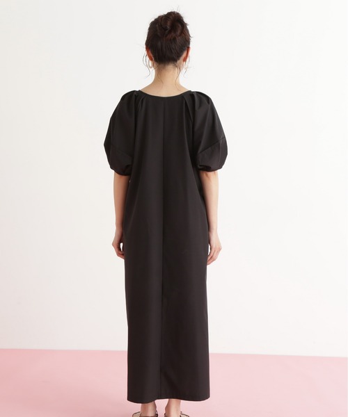 N.(N. Natural Beauty Basic)(エヌエヌナチュラルビューティーベーシック)の「タックスリーブワンピース(ワンピース・レディース・ブラック/オレンジ・MEDIUM)」の13枚目の写真
