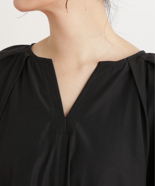 N.(N. Natural Beauty Basic)(エヌエヌナチュラルビューティーベーシック)の「タックスリーブワンピース(ワンピース・レディース・ブラック/オレンジ・MEDIUM)」の14枚目の写真