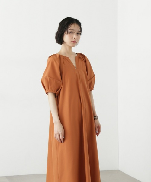 N.(N. Natural Beauty Basic)(エヌエヌナチュラルビューティーベーシック)の「タックスリーブワンピース(ワンピース・レディース・ブラック/オレンジ・MEDIUM)」の19枚目の写真