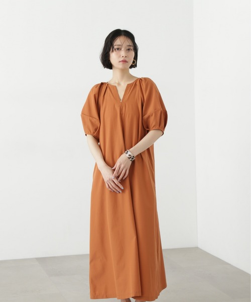 N.(N. Natural Beauty Basic)(エヌエヌナチュラルビューティーベーシック)の「タックスリーブワンピース(ワンピース・レディース・ブラック/オレンジ・MEDIUM)」の21枚目の写真