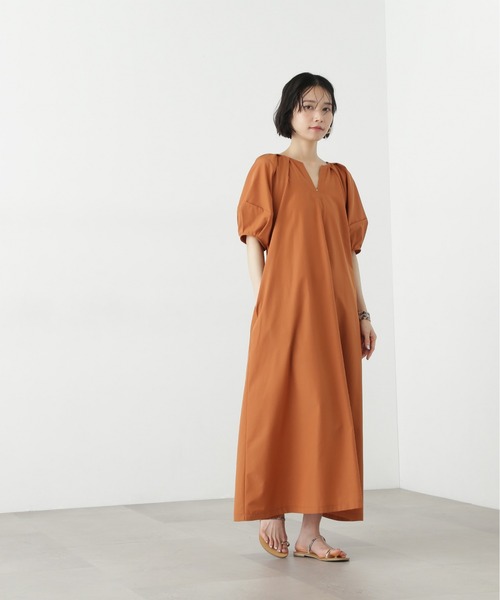N.(N. Natural Beauty Basic)(エヌエヌナチュラルビューティーベーシック)の「タックスリーブワンピース(ワンピース・レディース・ブラック/オレンジ・MEDIUM)」の22枚目の写真