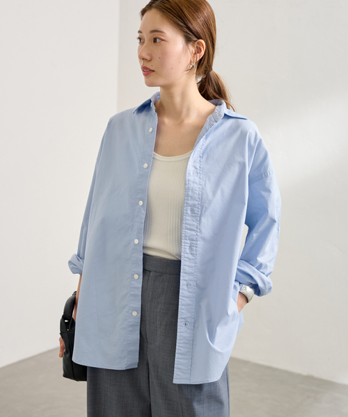 FRAMeWORK(フレームワーク)の「≪追加≫コットンレギュラーカラーシャツ 3(シャツ/ブラウス・レディース・サックスブルー/ライトイエロー/スミクロ/モカ/ホワイト・FREE)」の4枚目の写真