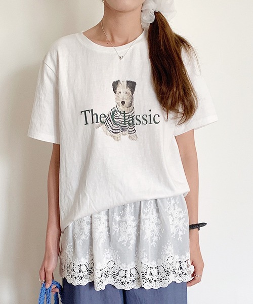 ROOPTOKYO(ループトウキョウ)の「ドッグプリント半袖Tシャツ 秋物 秋服 2026年秋冬(Tシャツ/カットソー・レディース・ライトグレー/ホワイト・FREE)」の3枚目の写真