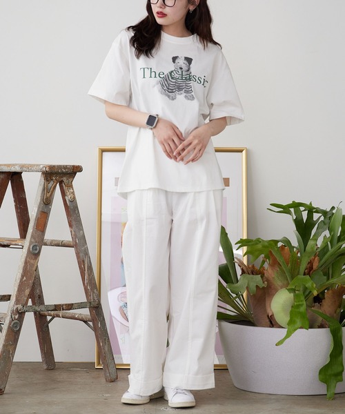 ROOPTOKYO(ループトウキョウ)の「ドッグプリント半袖Tシャツ 秋物 秋服 2026年秋冬(Tシャツ/カットソー・レディース・ライトグレー/ホワイト・FREE)」の20枚目の写真