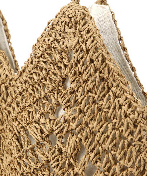 FREE'S MART（フリーズマート）の「透かし編みミニトートバッグ（トートバッグ・レディース・ベージュ/ライトグリーン・ﾌﾘ-）」の8枚目の写真