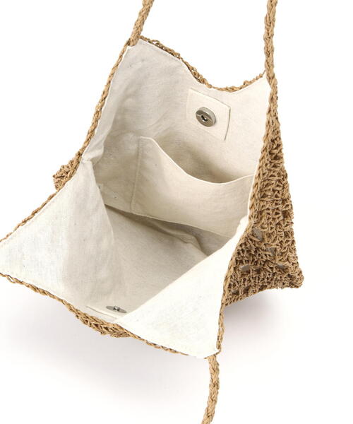 FREE'S MART（フリーズマート）の「透かし編みミニトートバッグ（トートバッグ・レディース・ベージュ/ライトグリーン・ﾌﾘ-）」の10枚目の写真