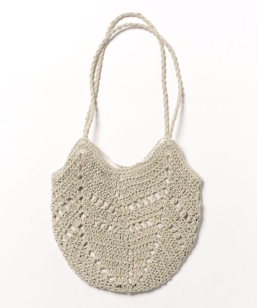 FREE'S MART（フリーズマート）の「透かし編みミニトートバッグ（トートバッグ・レディース・ベージュ/ライトグリーン・ﾌﾘ-）」の4枚目の写真