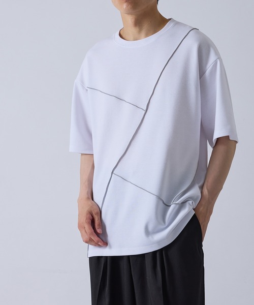 j.n.r.d(ジェー・エヌ・アール・ディー)の「j.n.r.d/メローライン切り替えTシャツ(Tシャツ/カットソー・メンズ・ブラック/ホワイト・M/L/LL)」の1枚目の写真