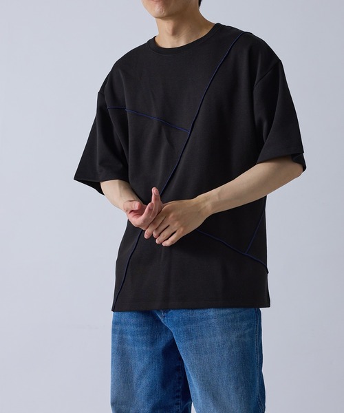 j.n.r.d(ジェー・エヌ・アール・ディー)の「j.n.r.d/メローライン切り替えTシャツ(Tシャツ/カットソー・メンズ・ブラック/ホワイト・M/L/LL)」の4枚目の写真