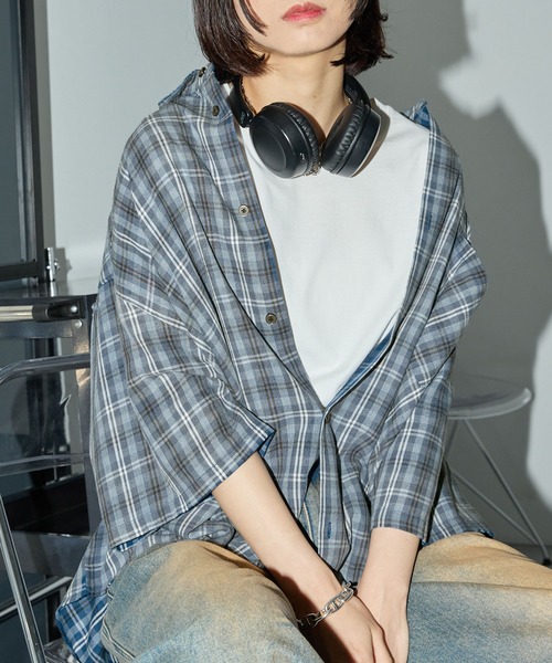 Anchor Smith（アンカー スミス）の「ヴィンテージ加工 ブリーチチェック半袖シャツ（シャツ/ブラウス・メンズ・ベージュ/ブラック/サックスブルー/レッド・M/L）」の3枚目の写真