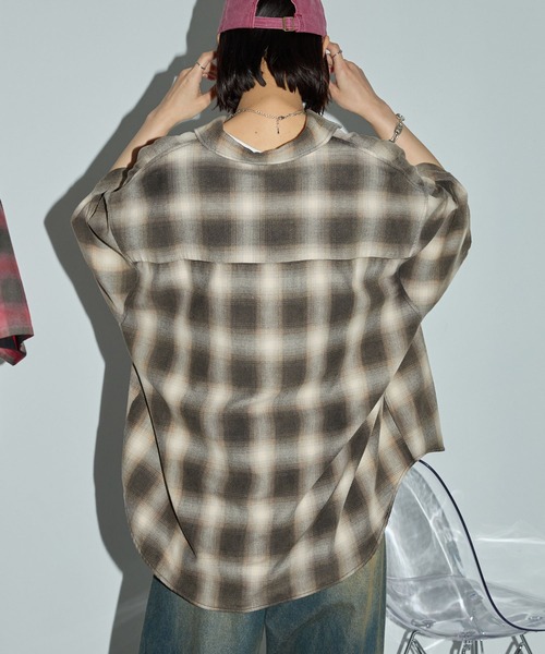 Anchor Smith（アンカー スミス）の「ヴィンテージ加工 ブリーチチェック半袖シャツ（シャツ/ブラウス・メンズ・ベージュ/ブラック/サックスブルー/レッド・M/L）」の9枚目の写真