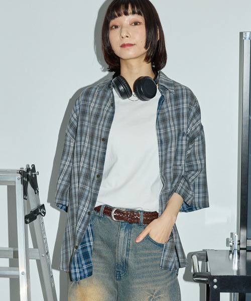 Anchor Smith（アンカー スミス）の「ヴィンテージ加工 ブリーチチェック半袖シャツ（シャツ/ブラウス・メンズ・ベージュ/ブラック/サックスブルー/レッド・M/L）」の14枚目の写真