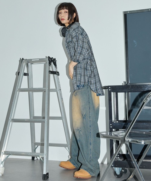 Anchor Smith（アンカー スミス）の「ヴィンテージ加工 ブリーチチェック半袖シャツ（シャツ/ブラウス・メンズ・ベージュ/ブラック/サックスブルー/レッド・M/L）」の20枚目の写真