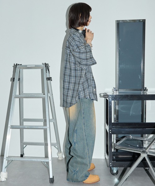 Anchor Smith（アンカー スミス）の「ヴィンテージ加工 ブリーチチェック半袖シャツ（シャツ/ブラウス・メンズ・ベージュ/ブラック/サックスブルー/レッド・M/L）」の21枚目の写真