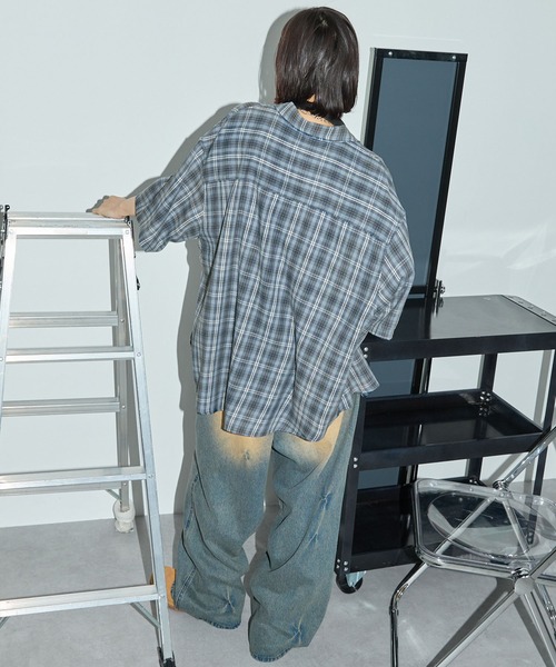 Anchor Smith（アンカー スミス）の「ヴィンテージ加工 ブリーチチェック半袖シャツ（シャツ/ブラウス・メンズ・ベージュ/ブラック/サックスブルー/レッド・M/L）」の22枚目の写真