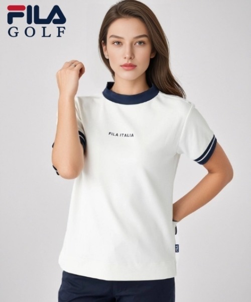 FILA GOLF ライトダンボールニット半袖モックネックシャツ（接触冷感