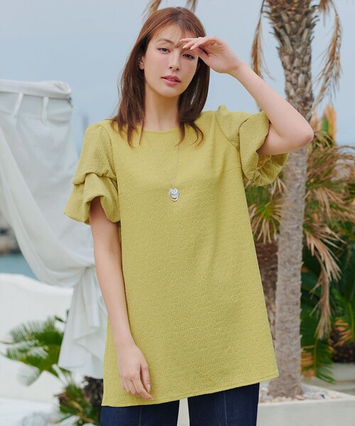 Tiaclasse(ティアクラッセ)の「変形バルーンスリーブカットソーチュニック(Tシャツ/カットソー・レディース・ブラック/ライム/ピンク・XL/XXL)」の10枚目の写真