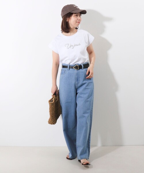 MICO COULIER(ミコクリエ)の「《接触冷感》《吸水速乾》DRY COTTON ラメプリントノースリーブTシャツ(Tシャツ/カットソー・レディース・ブラック/ベージュ/ホワイト系その他/オフホワイト・38)」の5枚目の写真