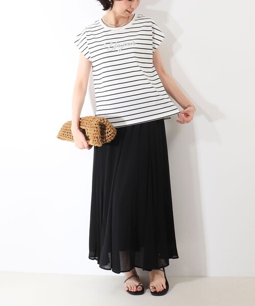 MICO COULIER(ミコクリエ)の「《接触冷感》《吸水速乾》DRY COTTON ラメプリントノースリーブTシャツ(Tシャツ/カットソー・レディース・ブラック/ベージュ/ホワイト系その他/オフホワイト・38)」の16枚目の写真