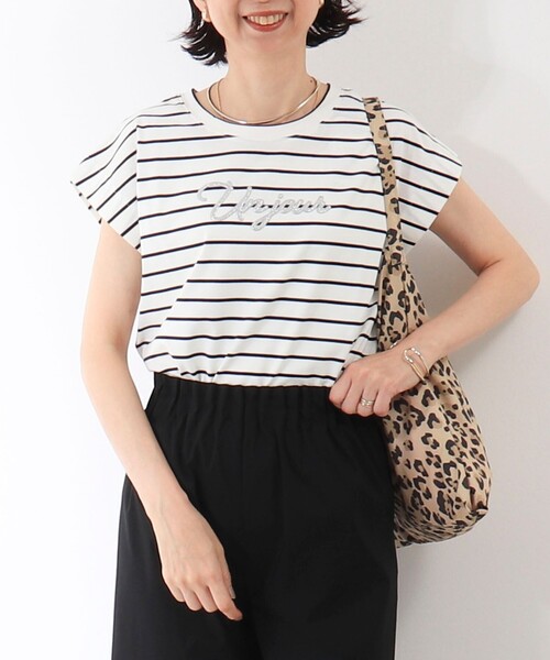 MICO COULIER(ミコクリエ)の「《接触冷感》《吸水速乾》DRY COTTON ラメプリントノースリーブTシャツ(Tシャツ/カットソー・レディース・ブラック/ベージュ/ホワイト系その他/オフホワイト・38)」の17枚目の写真