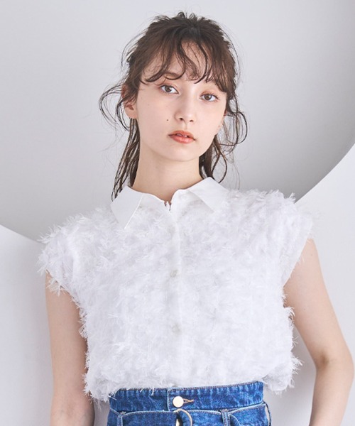 WEB限定カラー】シャーリングフリルブラウス(シャツ・ブラウス