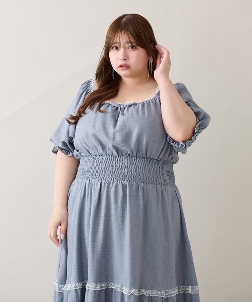ロージーモンスター　papurica op パフスリーブワンピース Mila Owen｜パフスリーブジョーゼットドットナローワンピース