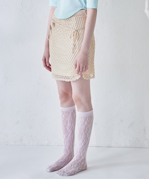 etre loin(エトルワン)の「Rose crochet mini skirt(スカート・レディース・サックスブルー/ベージュ/ネイビー・M)」の10枚目の写真
