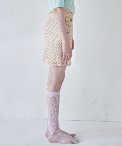 etre loin(エトルワン)の「Rose crochet mini skirt(スカート・レディース・サックスブルー/ベージュ/ネイビー・M)」の13枚目の写真