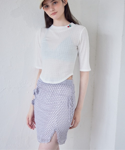 etre loin(エトルワン)の「Rose crochet mini skirt(スカート・レディース・サックスブルー/ベージュ/ネイビー・M)」の17枚目の写真